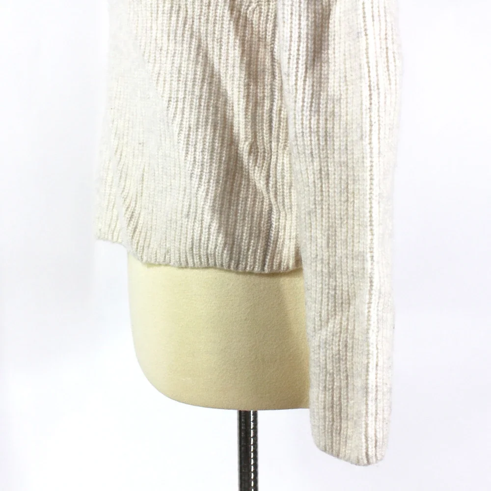 Vince Cashmere Crewneck Sweater Ribbed Knit Beige Cropped Pullover Size S - Picture 4 of 6